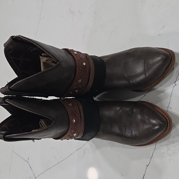 Durango Brown and Black Western Ankle Booties Sz8 Gentle Used All Man Made Mater - Picture 6 of 13